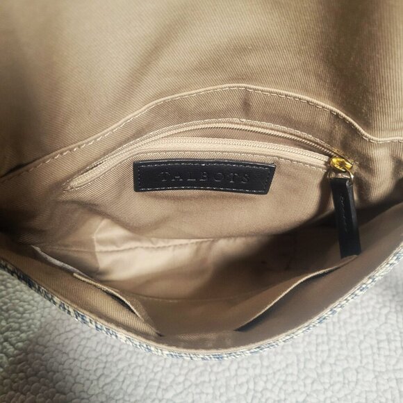 Talbots Packable Paper-Straw Crossbody Bag in Blue /White - Adjustable Strap - Picture 5 of 13